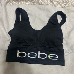 Bebe Black Sports Bra with Logo